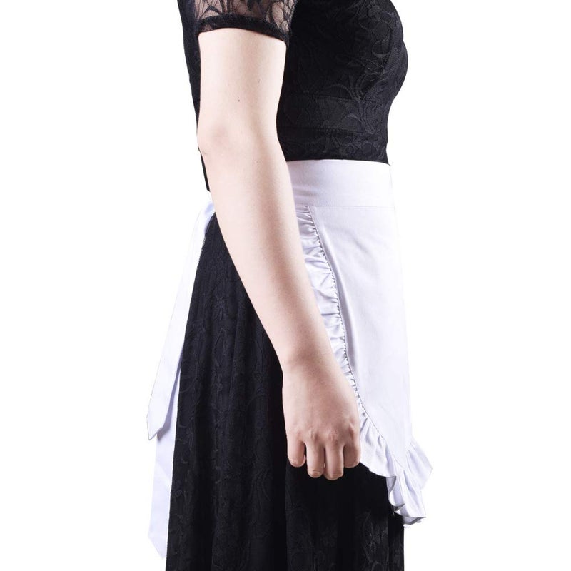 Love Potato 100% Cotton White Half Apron, Classic Halloween Party Cosplay Costumes Dress Accessory - Image 4